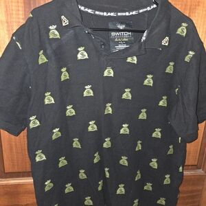 Black and Gold Money Bag Polo Shirt